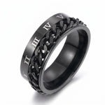 Lundholm Ivar ring heren zwart - premium stainless steel anxiety spinner ring met Romeinse cijfers