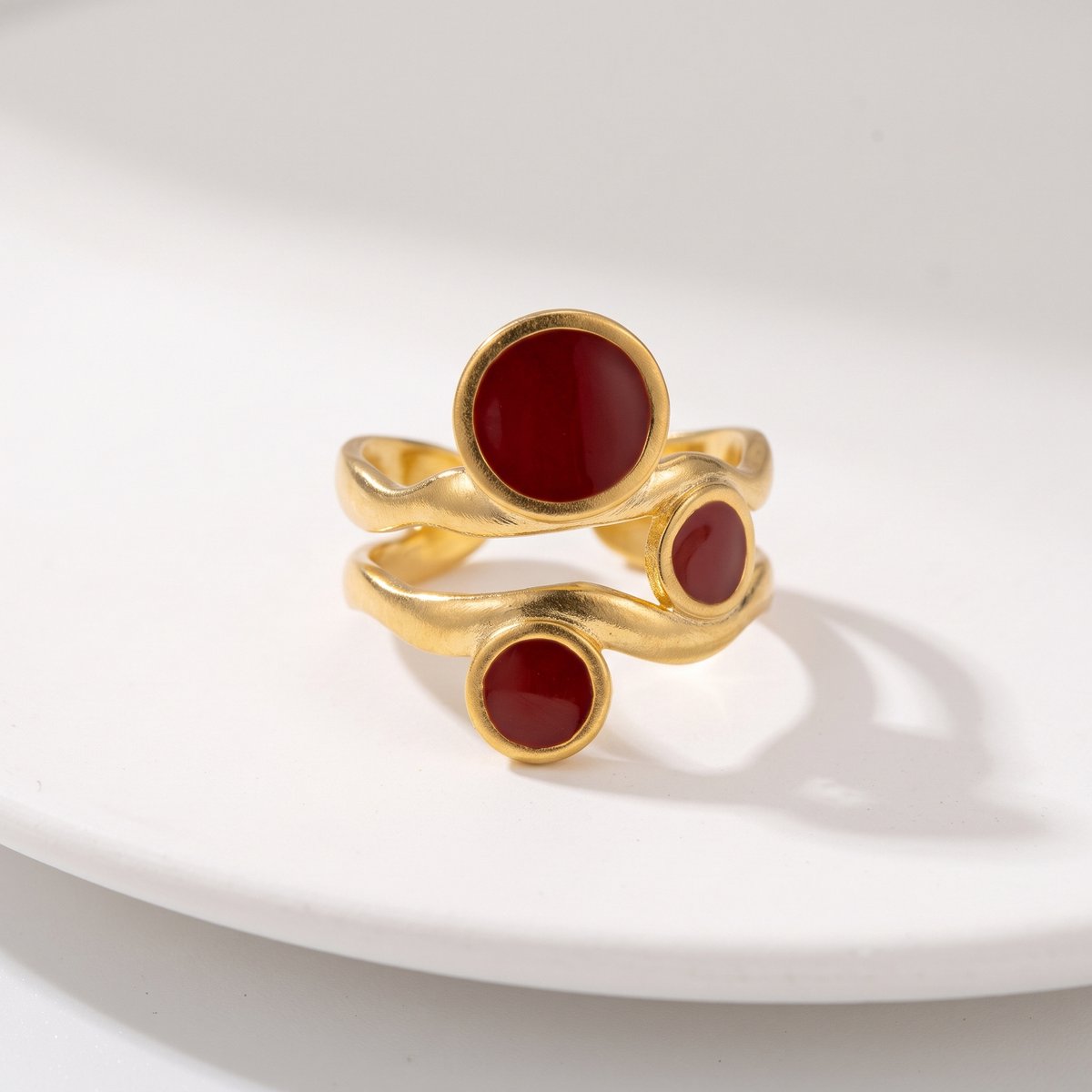 Lundholm Juno statement ring rood – verstelbaar one size
