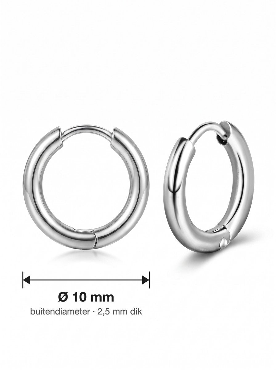 Lundholm Kai kleine oorringen heren zilverkleurig 10 mm