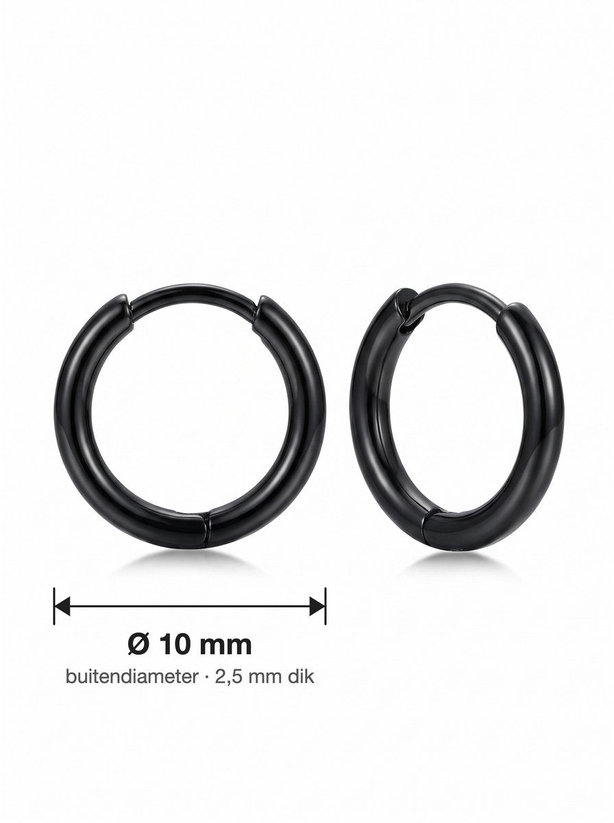 Lundholm Kai kleine oorringen heren zwart 10 mm