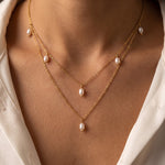 Lundholm Kristy dubbele layering ketting dames goudkleurig met imitatie parels