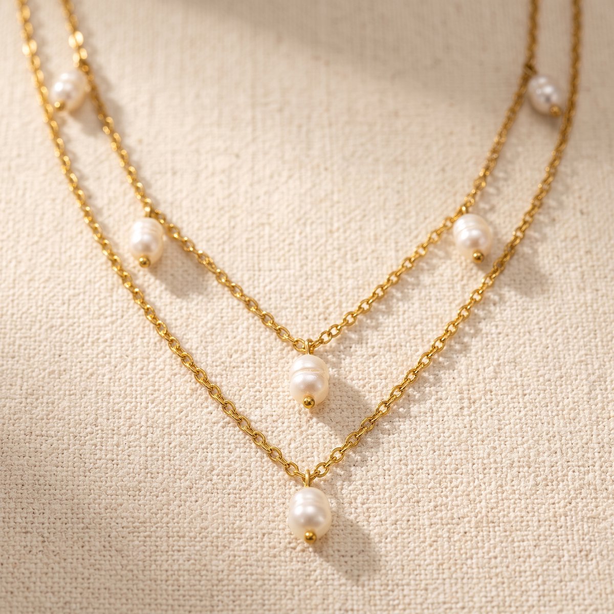 Lundholm Kristy 2-laags parelketting goud detail
