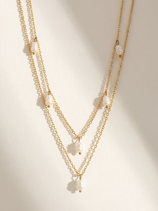 Lundholm Kristy verstelbare parelketting 44 cm goud lifestyle