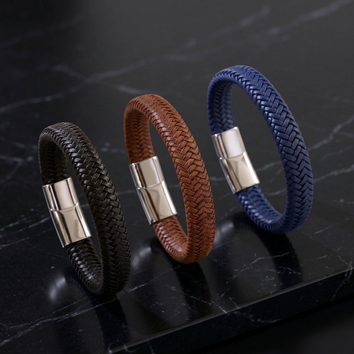 Lundholm Lars Heren Armband Leer Gevlochten 3 Kleuren Vaderdag Cadeau Collectie