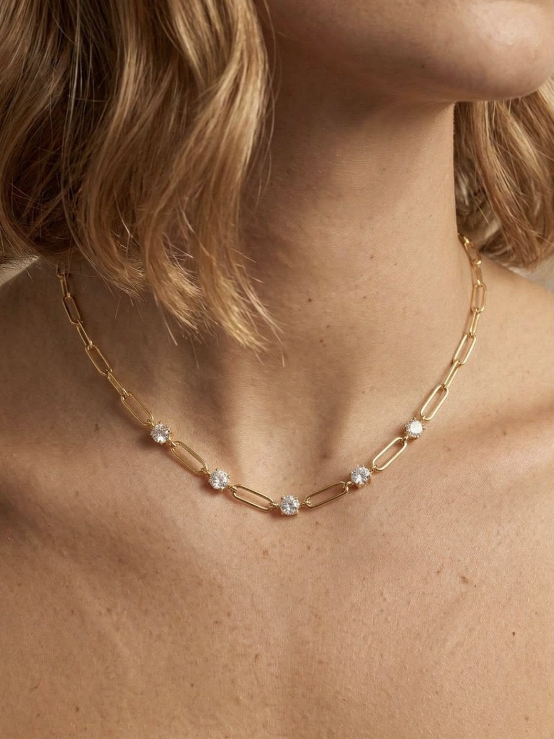 Lundholm Layla gouden schakelketting met zirkonia