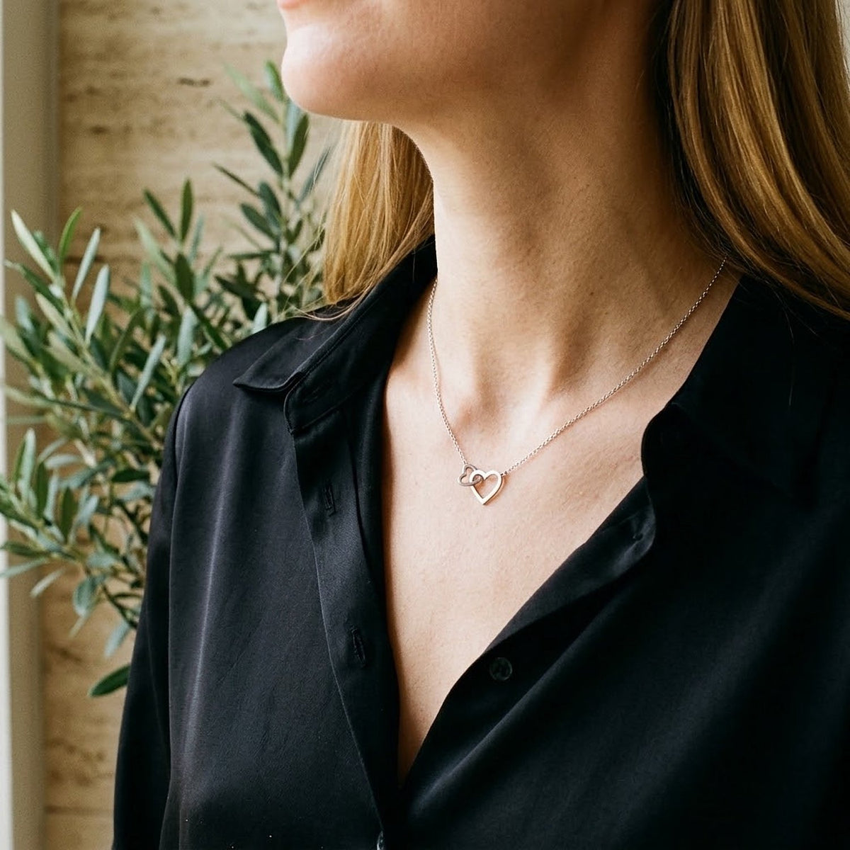 Lundholm Lieve zilveren hartjes ketting moeder dochter
