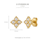 Lundholm Livan – Bloem Oorknopjes met Zirkonia – Goudkleurig – met afmetingen