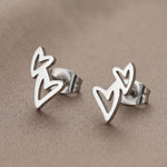 Lundholm Livy dubbele hartjes oorbellen zilver stainless steel