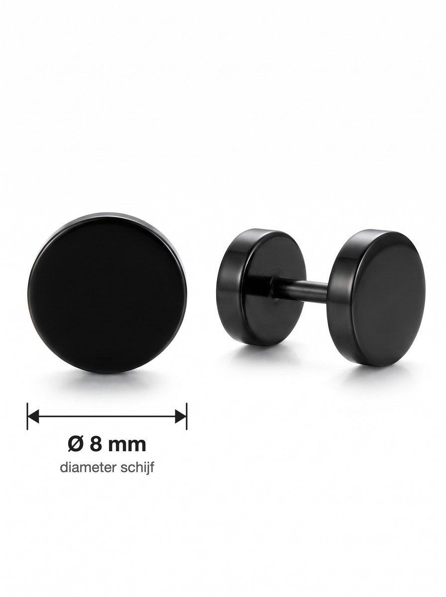 Lundholm Loke fake plug barbell oorbellen heren zwart