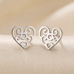 Lundholm Lovisa oorknopjes dames zilverkleurig – opengewerkte hartjes, stainless steel
