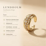 Lundholm Luce ring goud – verstelbaar, waterproof en roestvrij, productdetails