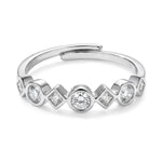 Lundholm Lumi ring dames zilverkleurig – verstelbare aanschuifring met zirkonia steentjes, premium stainless steel