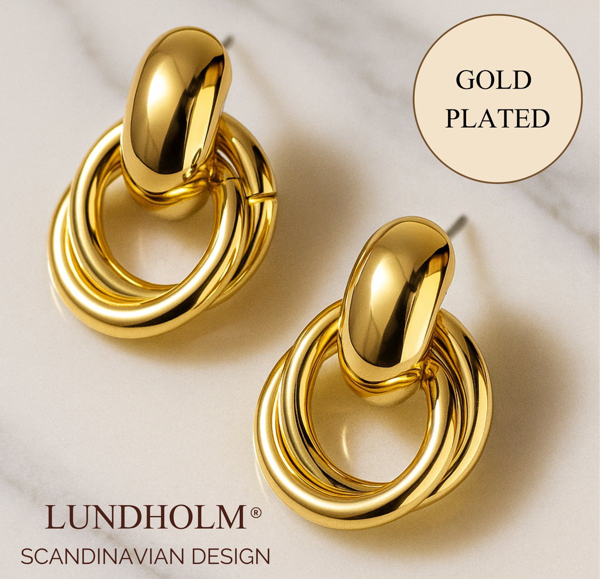 Lundholm Lundby oorbellen dames goudkleurig premium stainless steel