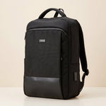 Lundholm luxe rugtas laptoptas 22L zwart heren — vooraanzicht Scandinavisch design