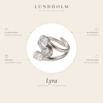 Lundholm Lyra ring zilver – waterproof, hypoallergeen en verstelbaar, one size