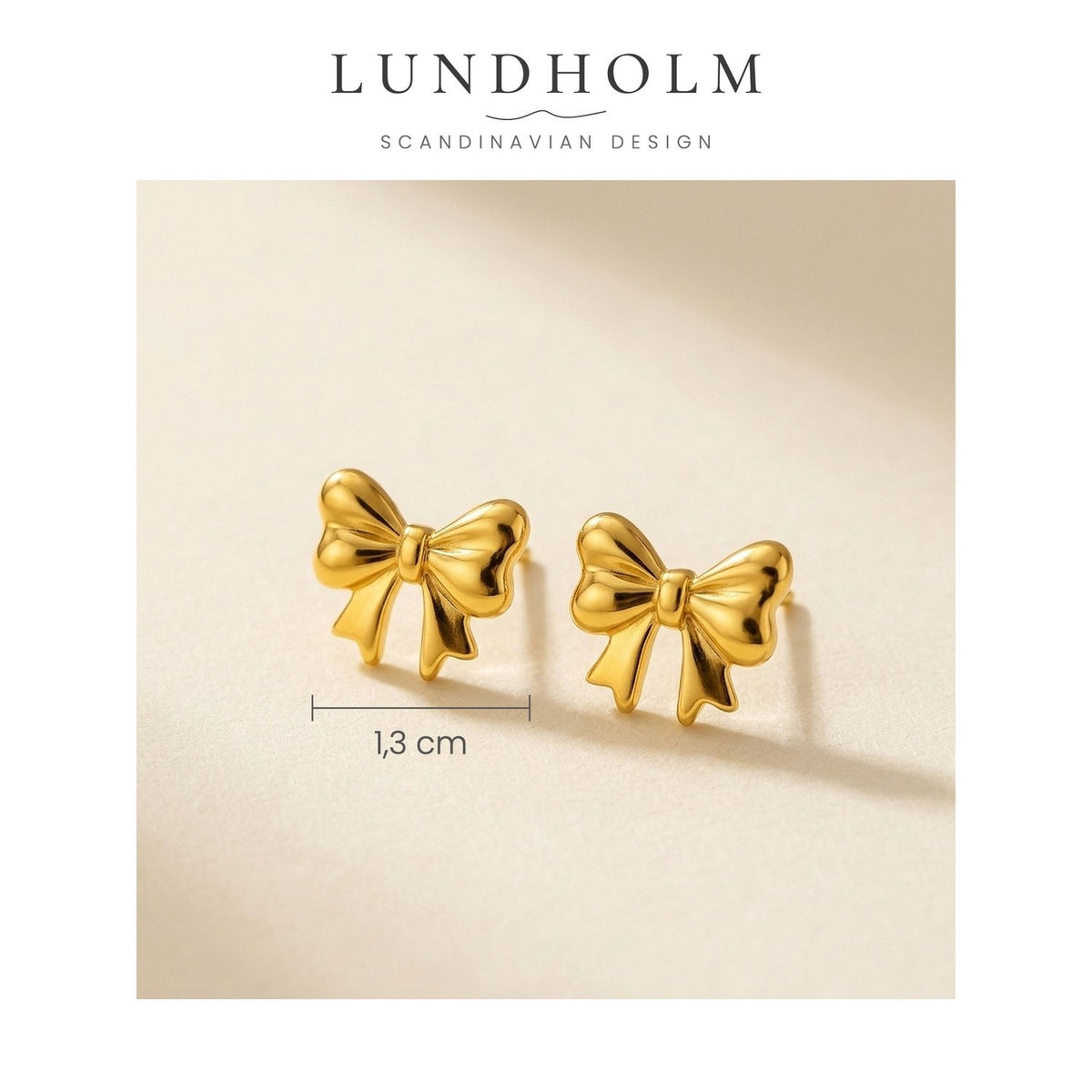 Lundholm Majken strik oorknopjes maat 1,3 x 1 cm – Goud