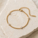 Lundholm Malva schakelarmband met zirkonia goudkleurig