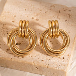 Lundholm Maren oorbellen goud - statement ring design stainless steel