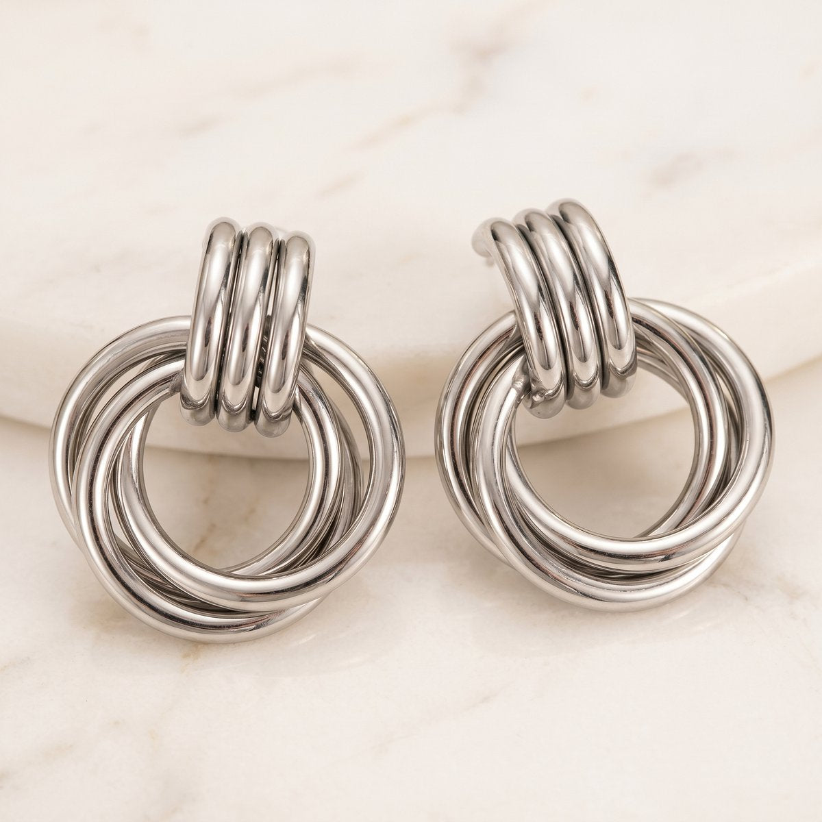 Lundholm Maren oorbellen zilver - statement ring design stainless steel