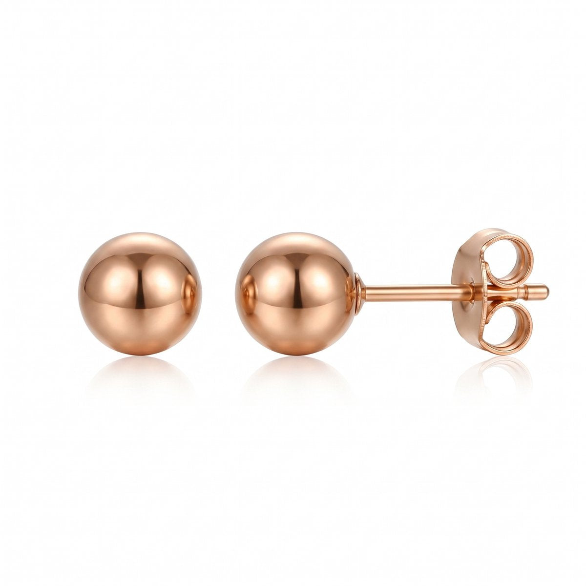 Lundholm Max bol oorknopjes roségoudkleurig, premium stainless steel
