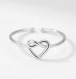 Lundholm Maya zilveren ring dames met verbonden infinity hartje – verstelbare premium stainless steel ring