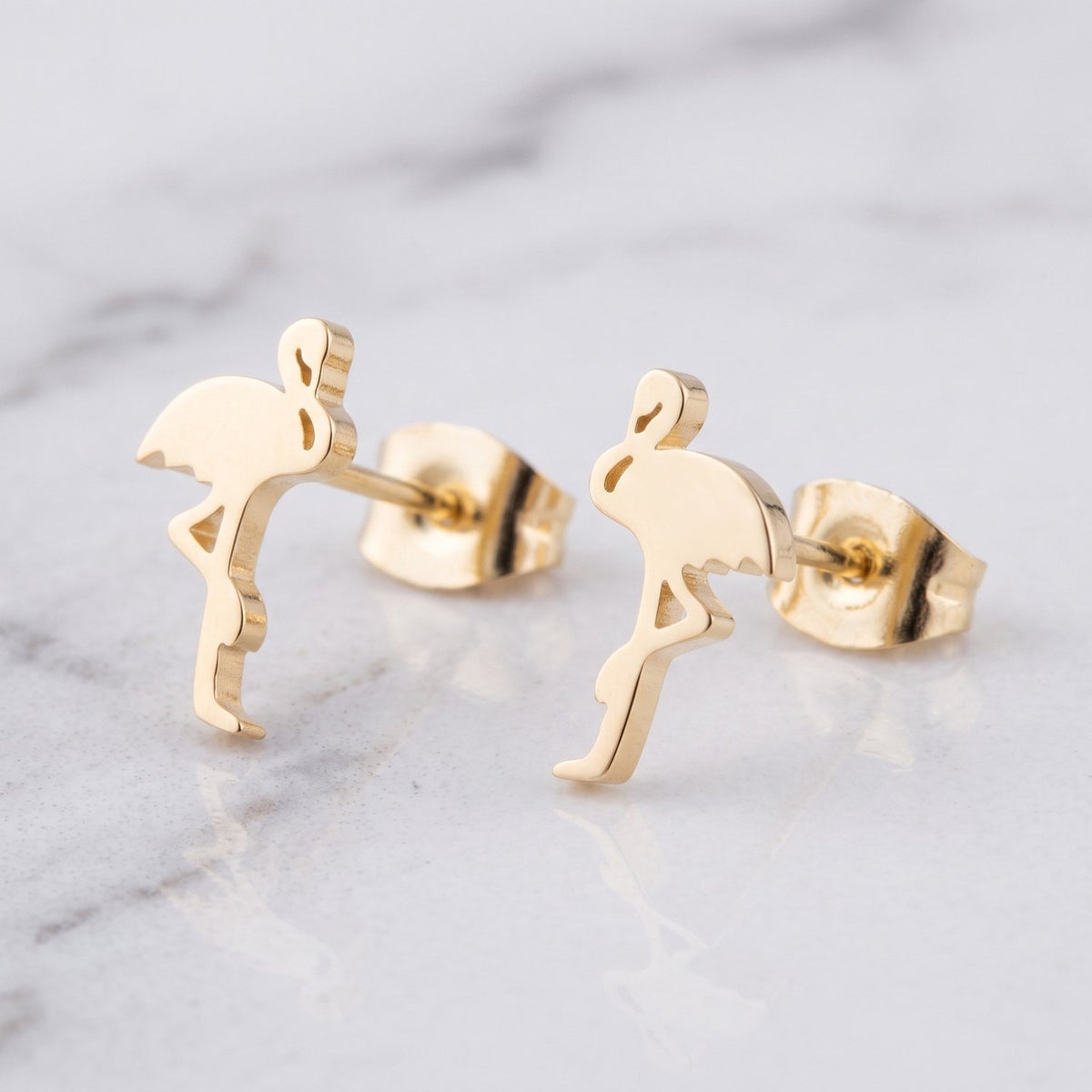 Lundholm Mingo gouden flamingo oorbellen