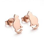 Lundholm Minou kat oorknopjes dames roségoudkleurig – stainless steel