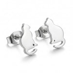 Lundholm Minou kat oorknopjes dames zilverkleurig – stainless steel