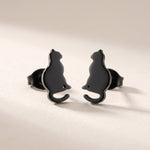 Lundholm Minou zwarte poes oorbellen – 1,1 cm, waterproof en hypoallergeen
