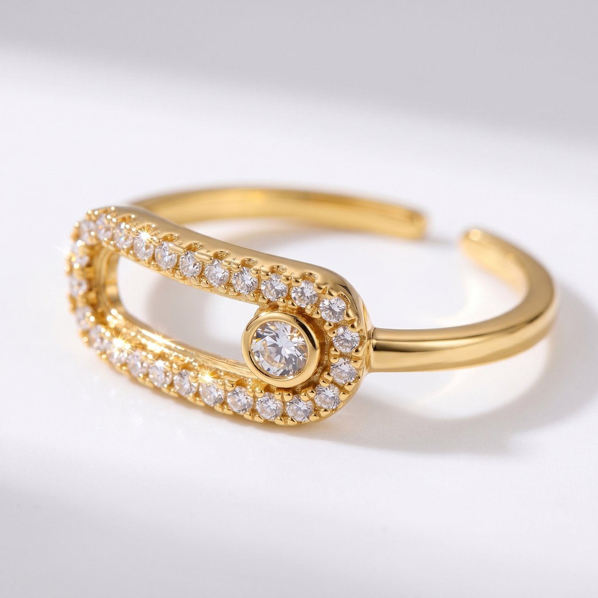 Lundholm Nella fidget ring goudkleurig zirkonia anxiety ring