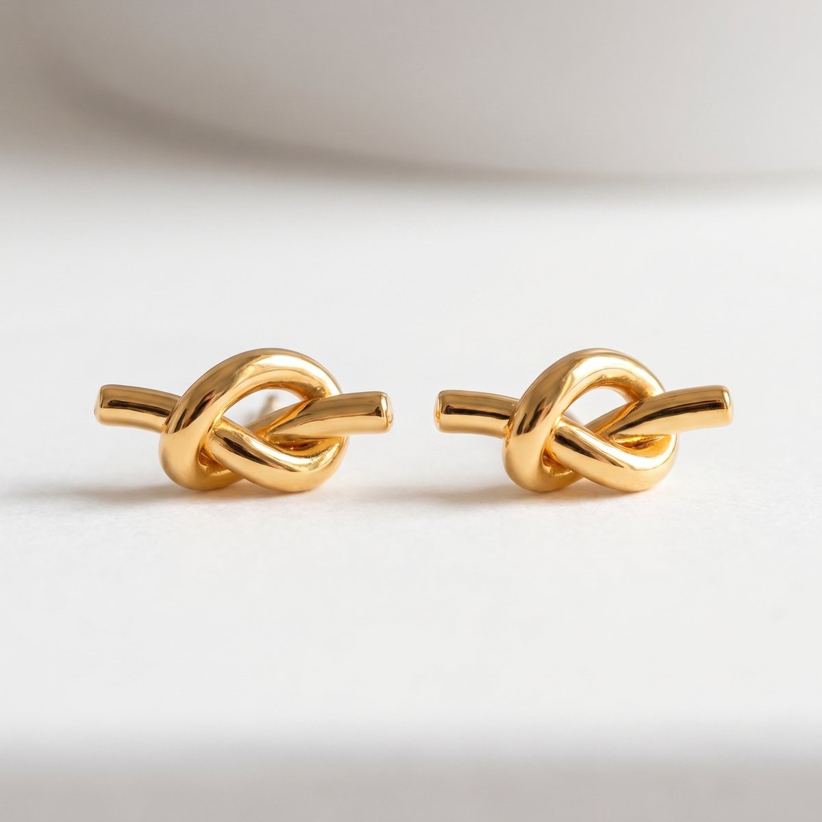Lundholm Nore oorknopjes goud - knoop studs stainless steel