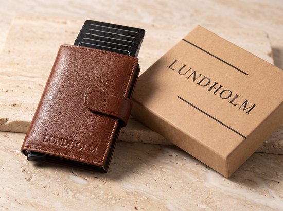 Lundholm Örebro bruin pasjeshouder in luxe geschenkverpakking — cadeau voor hem