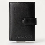 Lundholm Örebro zwart pasjeshouder met Safety Wallet aluminium kaarthouder — 5 pasjes uitschuifbaar