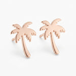 Lundholm Palm oorknopjes dames roségoudkleurig – palmboom design, stainless steel
