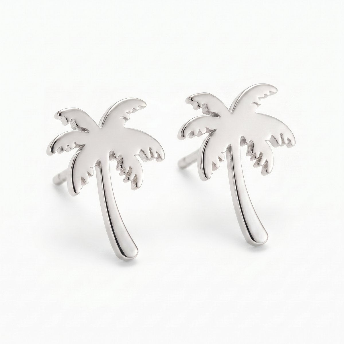 Lundholm Palm oorknopjes dames zilverkleurig – palmboom design, stainless steel