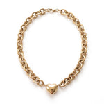 Lundholm Pernille chunky schakelketting met bol hartje goudkleurig