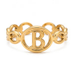 Lundholm Quincy letter B ring goud PVD verstelbare naam ring