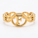 Lundholm Quincy letter F ring goud PVD verstelbare naam ring