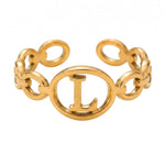 Lundholm Quincy letter L ring goud PVD verstelbare naam ring