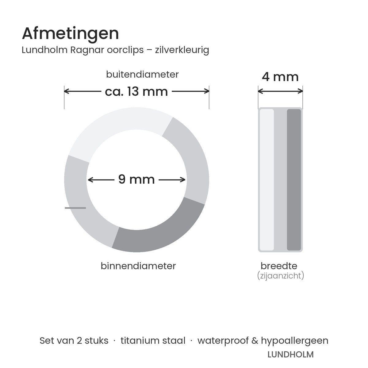 Lundholm Ragnar oorclips heren zilverkleurig zonder gaatje