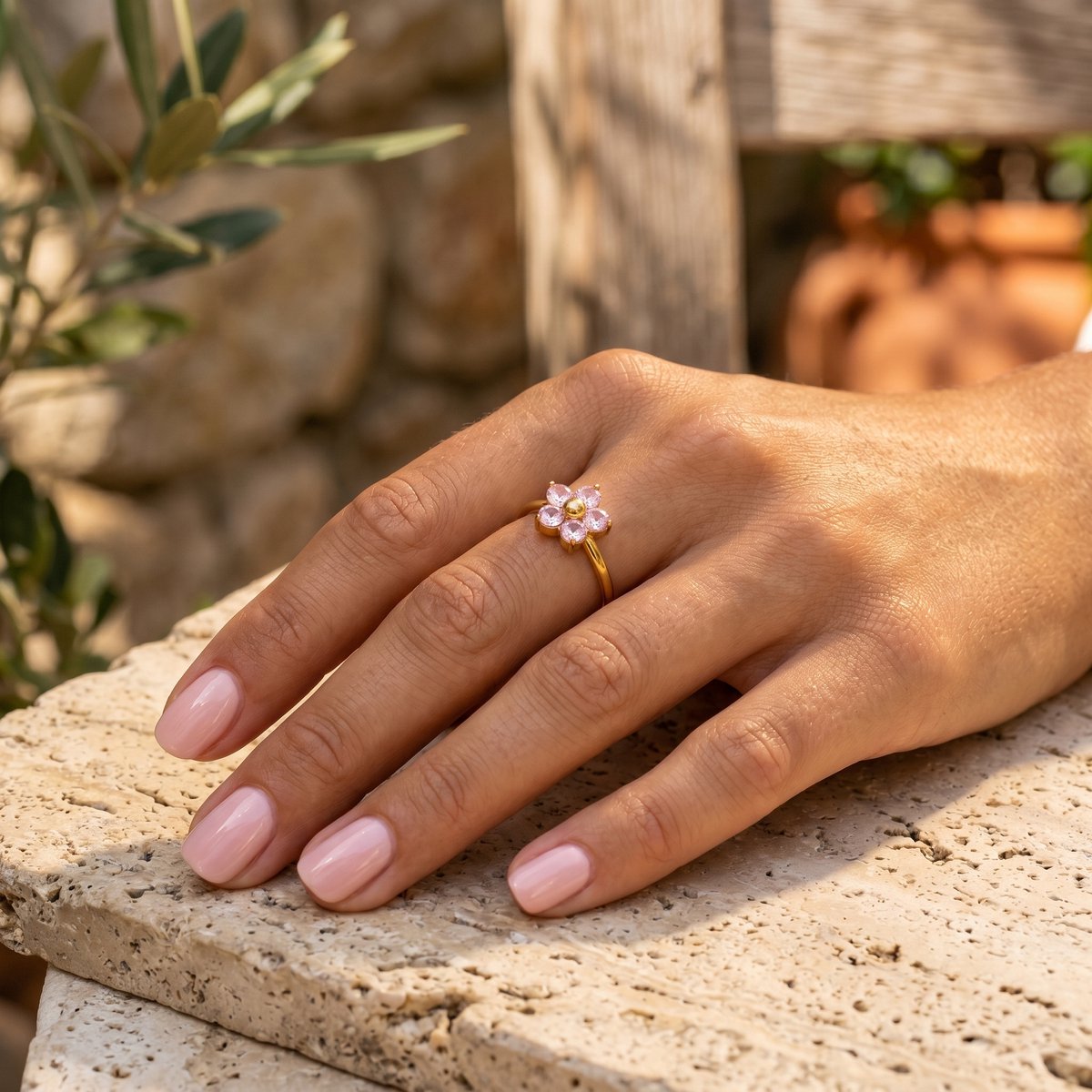 Lundholm Romy statement ring roze steen cadeau voor haar