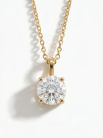 Lundholm Rosalie ketting met grote ronde zirkonia hanger, goudkleurige stainless steel ketting