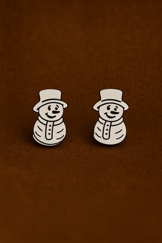 Lundholm sneeuwpop oorknopjes zilver detail
