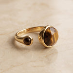 Lundholm Sophia verstelbare ring met tijgeroog goudkleurig