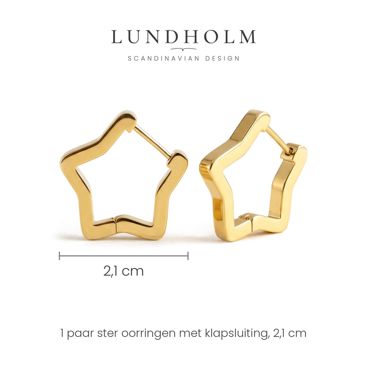 Lundholm Ster Oorringen formaat 2,15 x 2,1 cm – Goudkleurig