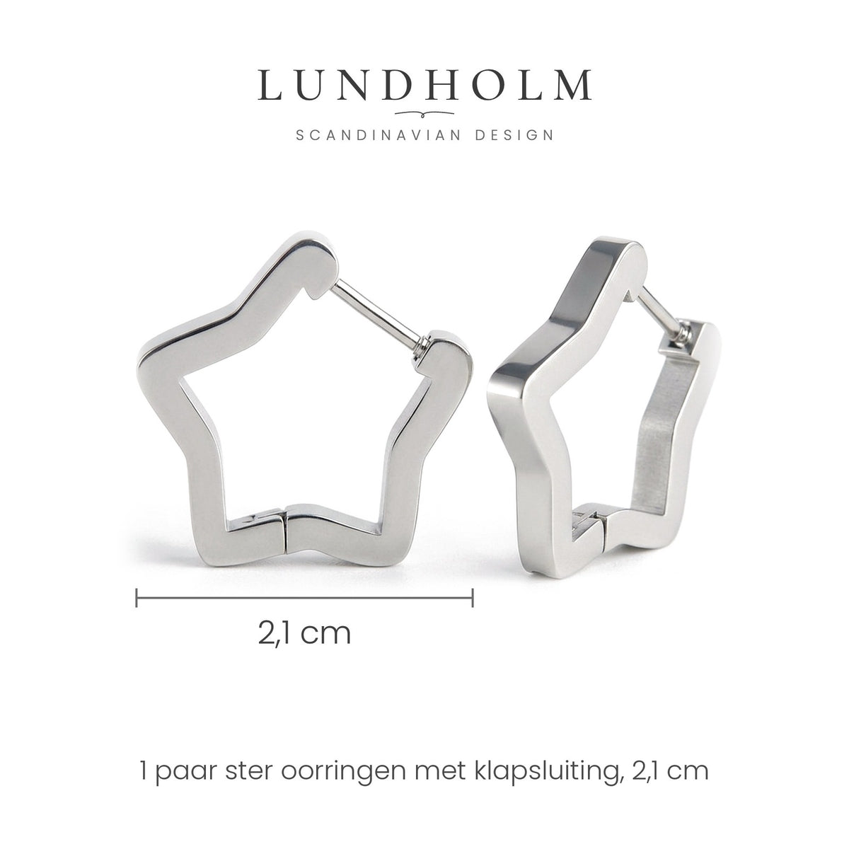 Lundholm Ster Oorringen formaat 2,15 x 2,1 cm – Zilverkleurig
