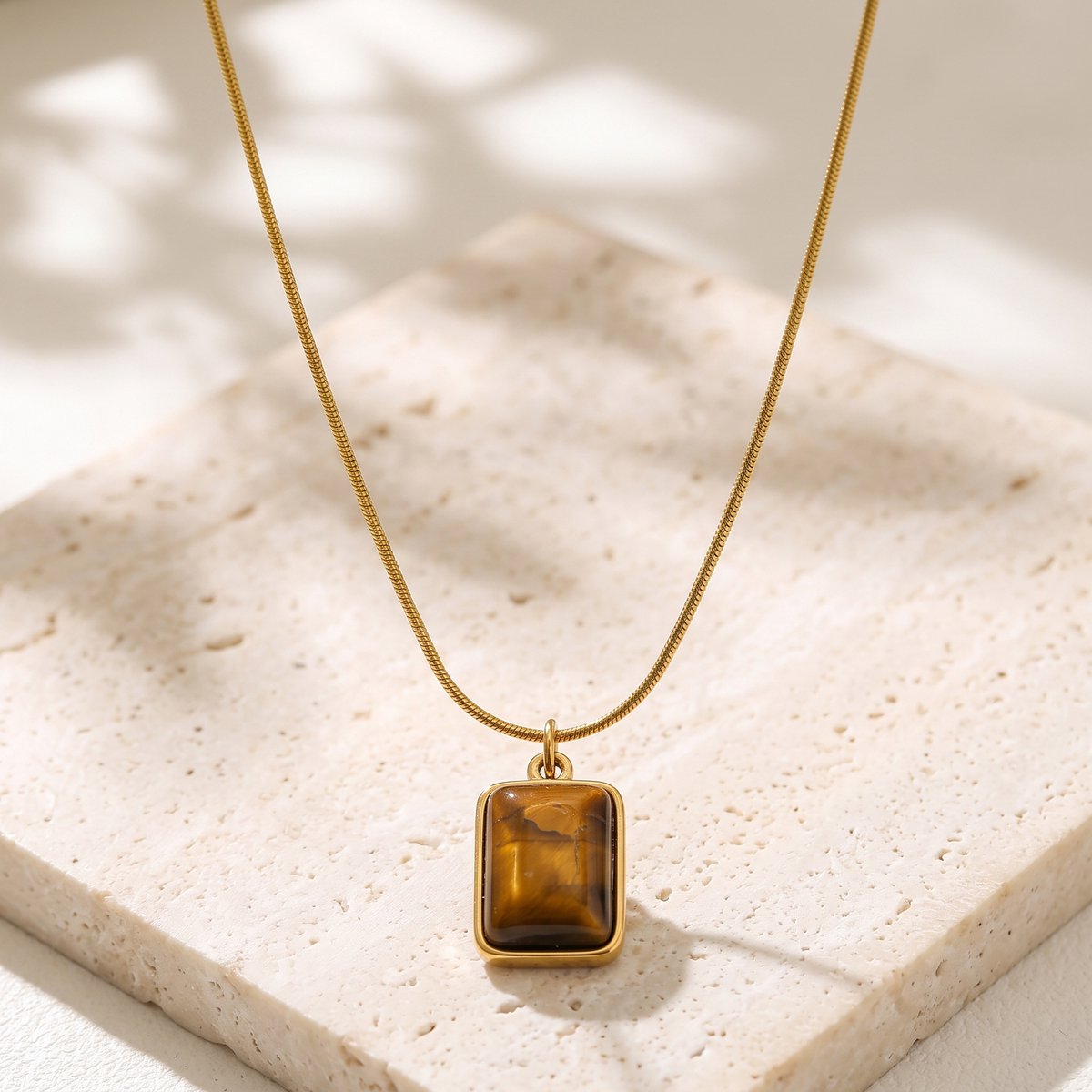 Lundholm Talia tijgeroog natuursteen ketting – waterproof en hypoallergeen