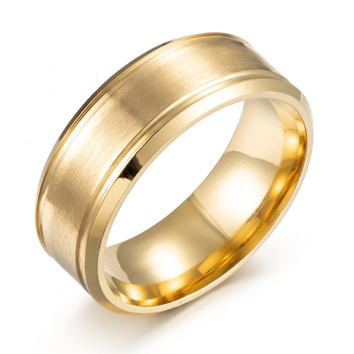 Lundholm Torsten heren ring goud - premium stainless steel gold PVD - 8mm brede ring