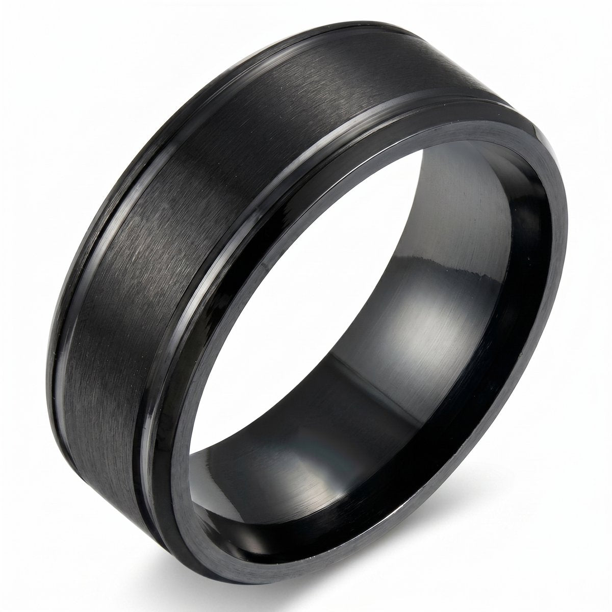 Lundholm Torsten heren ring zwart - premium stainless steel 8mm brede ring