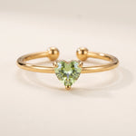 Lundholm Zoe Augustus ring dames goudkleurig met peridoot hartje – birthstone augustus